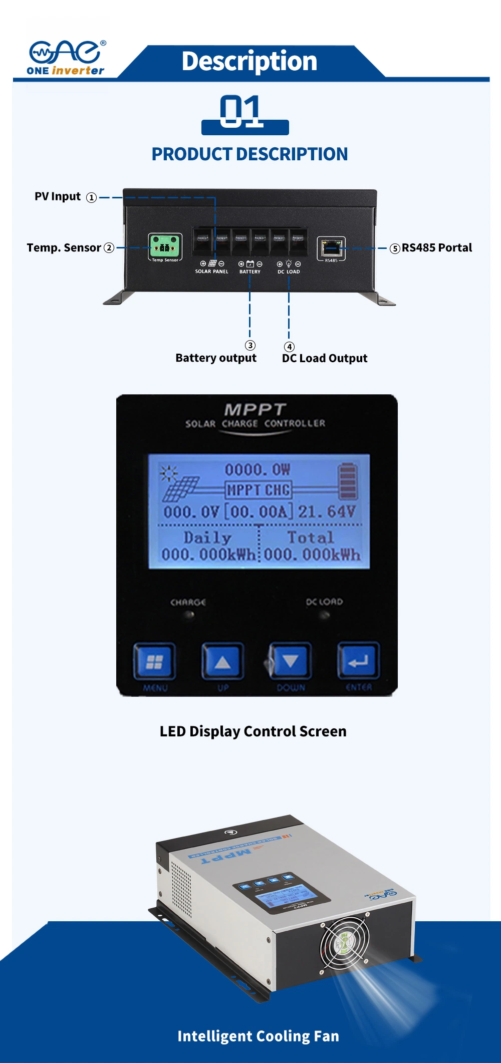 MPPT 80 AMP 12 24 36 48VDC Solar Charge Controller for Solar Panel Power System