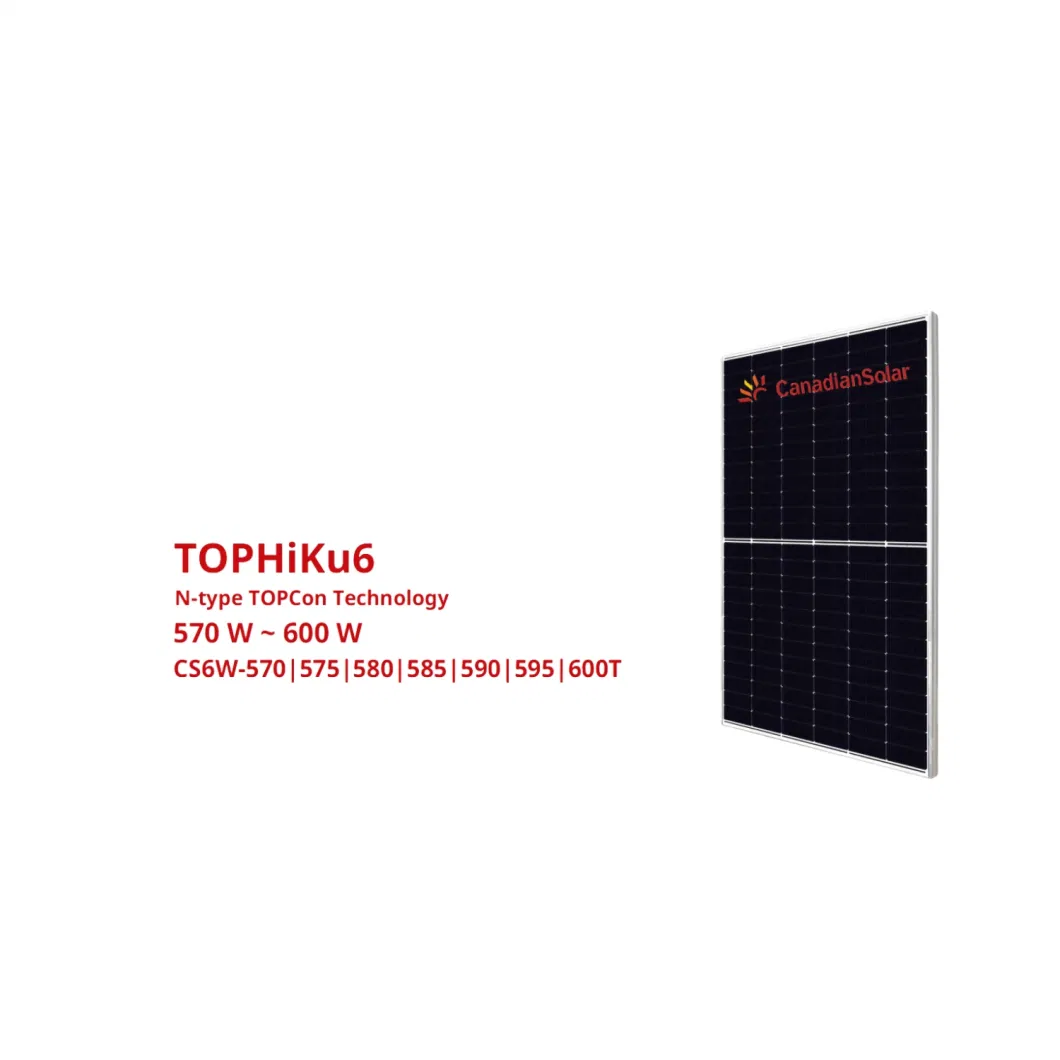 585W 590W Solar Roof Panel Topcon N Type Canadian Hiku6 Solar Energy Power System