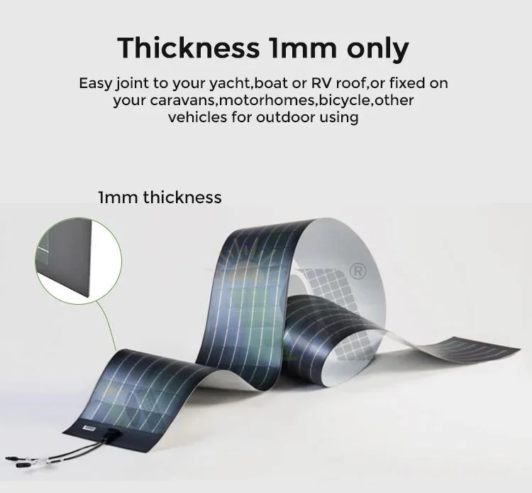 100 Watt 12 Volt 110W 120W Monocrystalline Semi-Flexible Bendable Mono off-Grid Charger Flexible Solar Panel for Marine RV Cabin Van Car Uneven Roof Surfaces