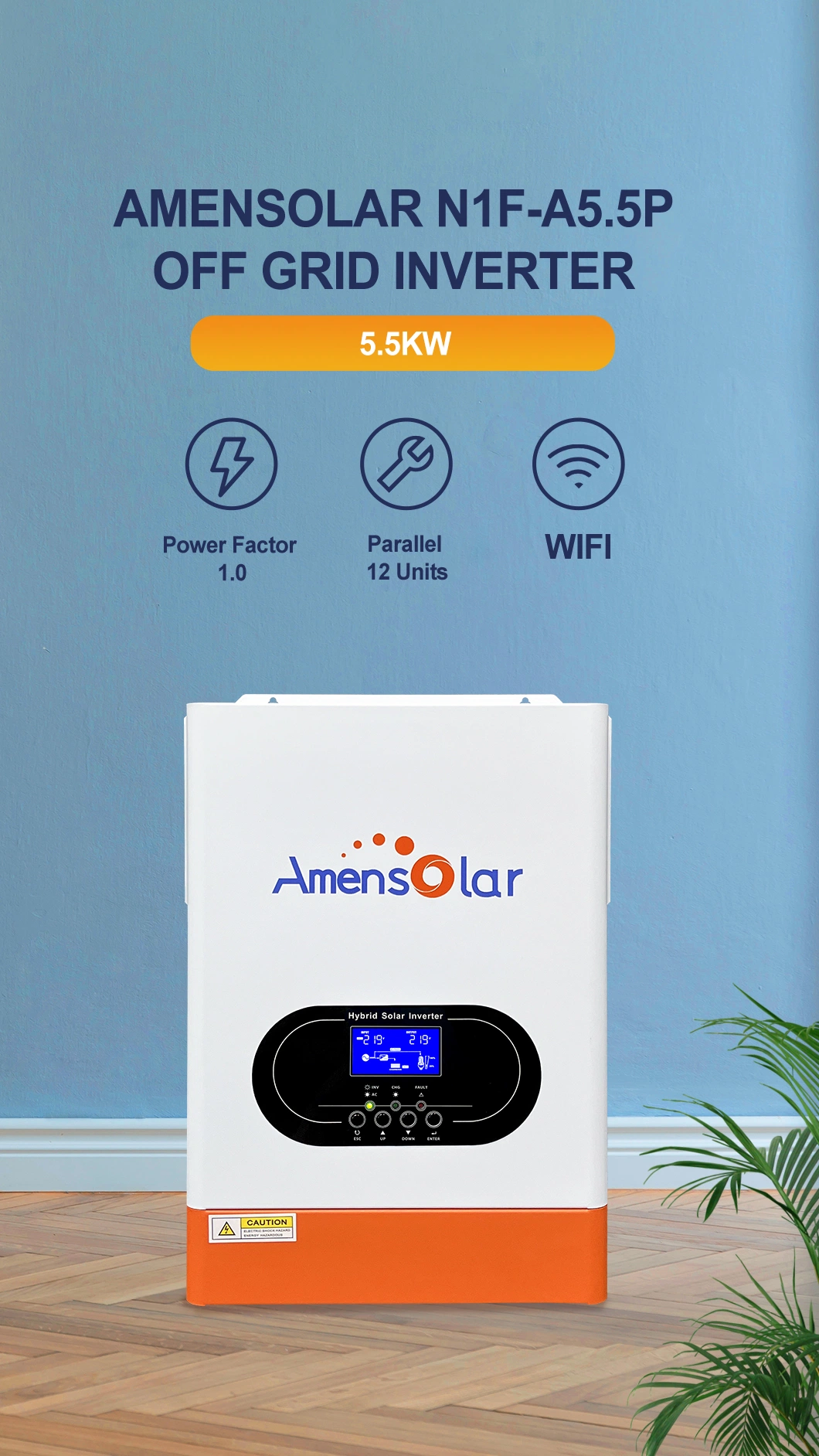 Amensolar High Quality Hybrid Solar Invert 48V 3kw 5kw 5kVA 10kVA 10kw Solaire Wechselrichter 220V/240V 3 Phase off Grid Solar Inverter with MPPT