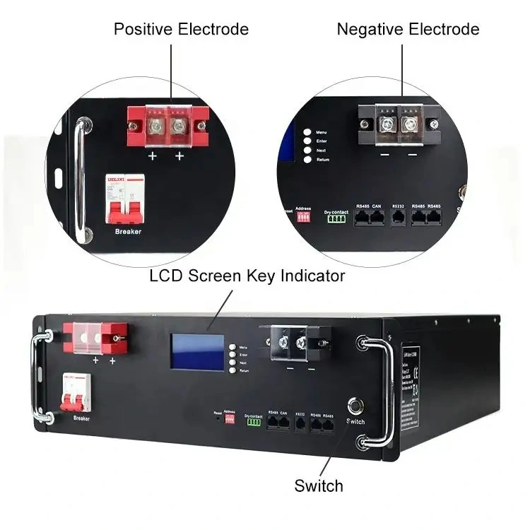 Rechargeable Lithium Battery Pack 51.2V 48V 100ah 150ah 200ah 300ah Li-ion/ Lithium Ion LiFePO4 Rack Battery for UPS Home Solar Energy Storage System Powerwall