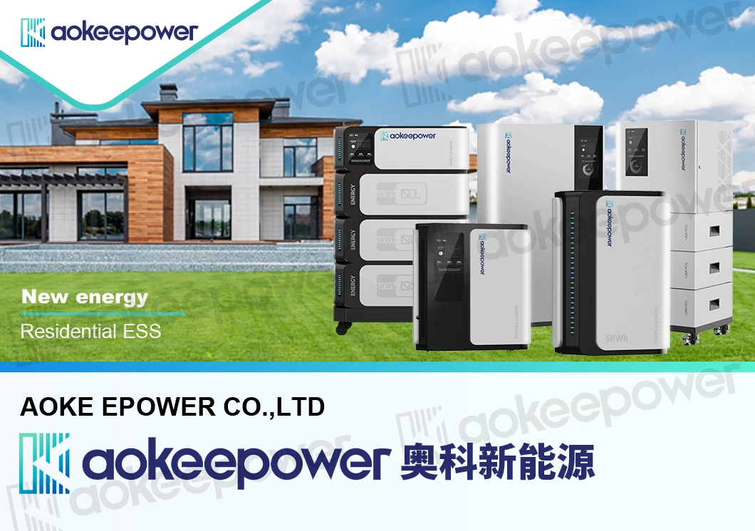 Aoke 5kwh 48V LiFePO4 100ah Solar Power Stackable 5kw Hybrid Inverter Household Energy Storage Lithium Battery