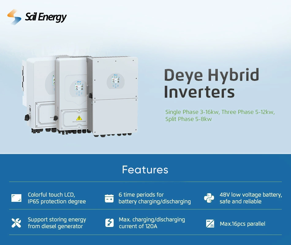 Deye MPPT Single Three Phase for Solar Power System 3kw 5kw 8kw 10kw 12kw Home Hybrid Solar Inverter