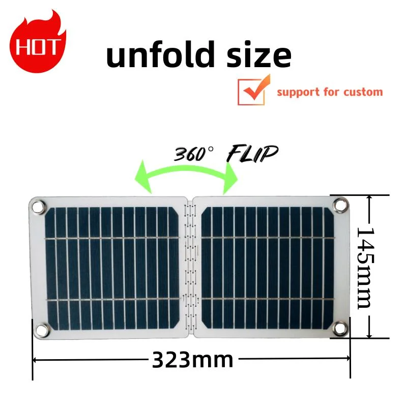 Ultra Lightweight 6W 10W 15W 12V 18V 24vsolar Cell Module Portable ETFE Pet Flexible Solar Panel with USB DC Output for Phone Chargering