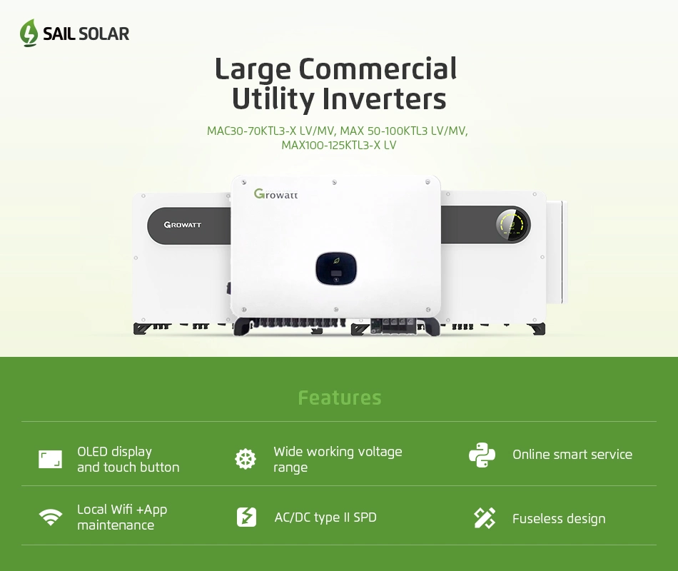 Growatt Famous Brand Grid Connected Inverter 3kw on Grid Tied High Efficiency Growatt on Grid System Inverter