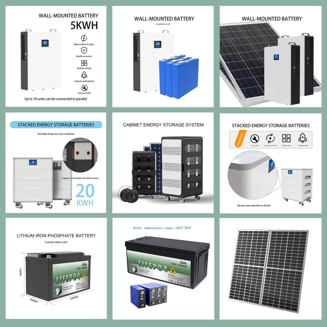 5kw 10kw Home Lithium Battery Pack 100ah 15kwh 51.2V Solar System 48V LiFePO4 Lithium Ion Battery 200ah 300ah 400ah 500ah for Solar Panel