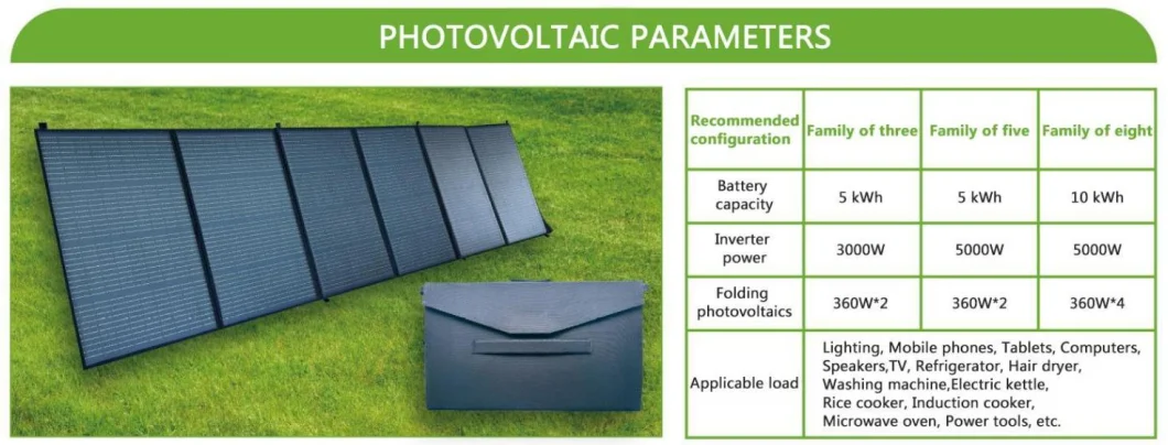 5/10/ 15 Kwh Universal Solar Energy Storage System Lithium-Ion Battery LFP Battery with Foldable Solar Panels Rechargeable Battery IP21 10 Years Warranty CE