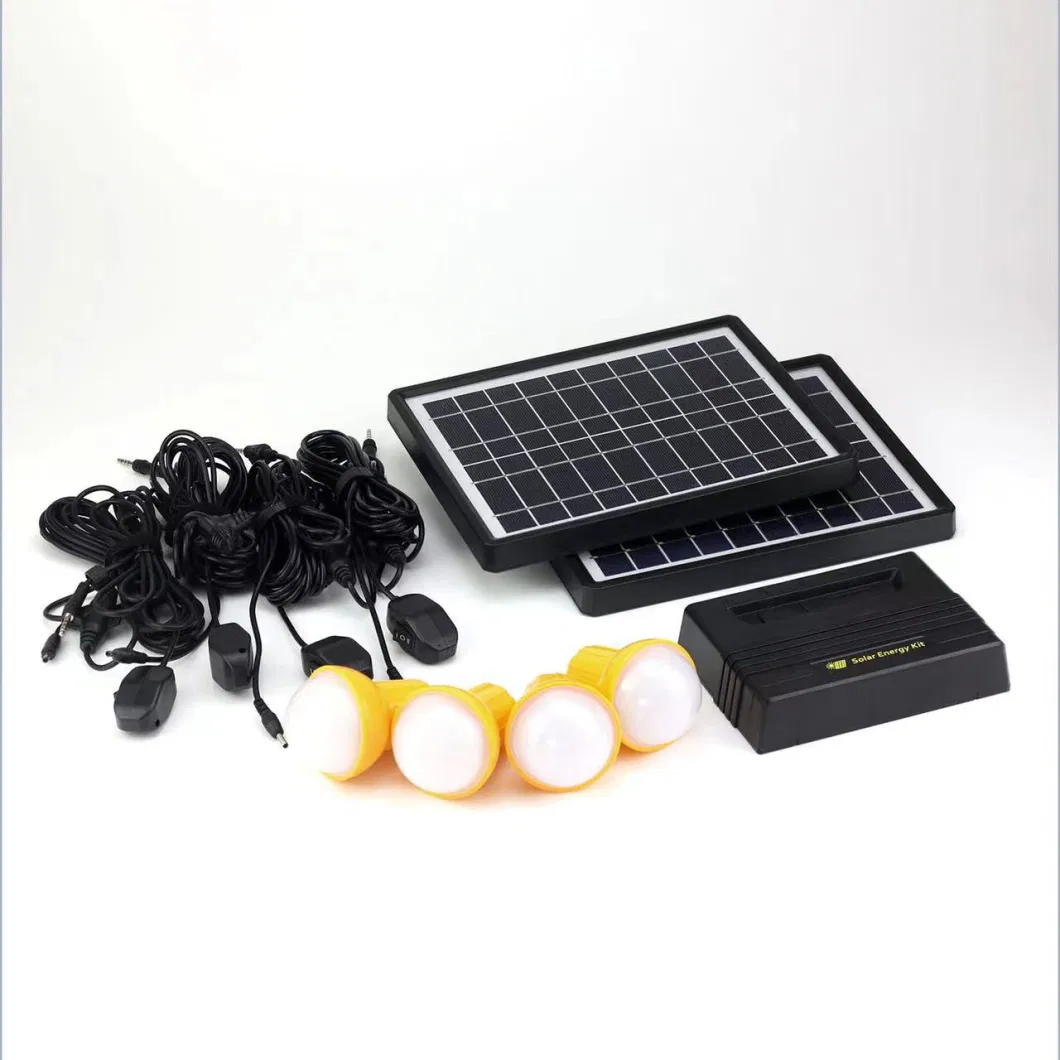 Lighting Global 10W Solar Home Lighting Energy System with Solar Panel Kit and FM Radio/4PC Bulbs/Mobile Chargers (SF-310)