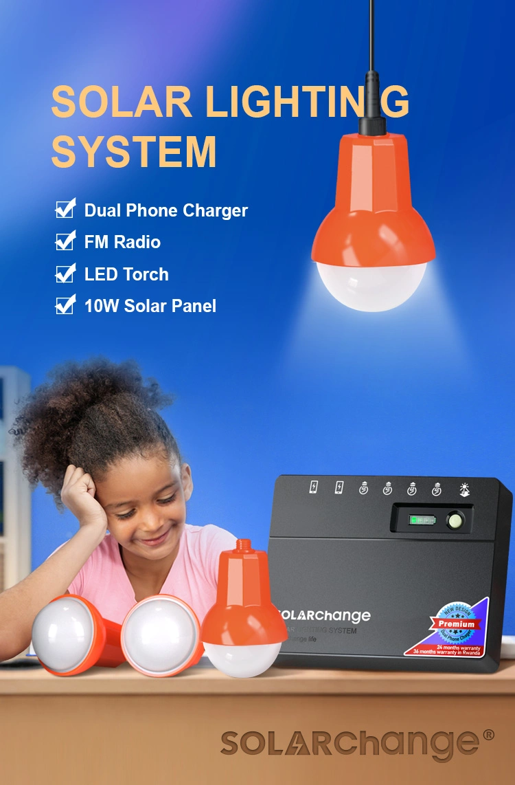 Lighting Global Solarchange 10W/20W Solar Home System with Solar Panel Light Kit for Rwanda/Ethiopia/Nigeria Market (SC-810/SC-820)