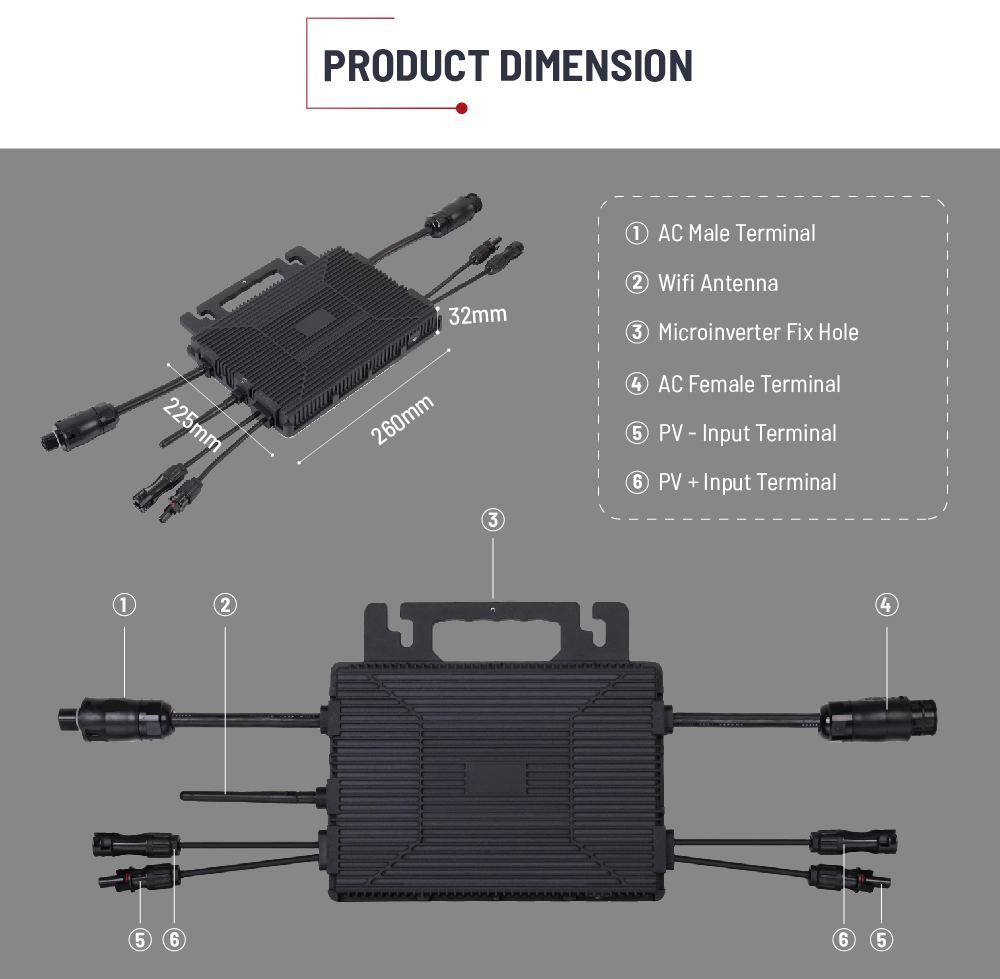 Grid Tie Micro Inverter System on Grid Microinverter 800W Stand by WiFi Mobile APP Communication Micro Inverter Microinversor