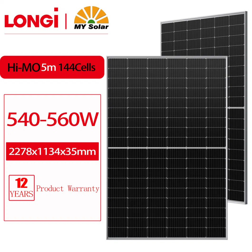 Longi/Mysolar Solar Renewable Energy 144 Cells PV Modules Cost 550W 585W 590W 600W 610W 620W Solar Panel for Utinity Power System