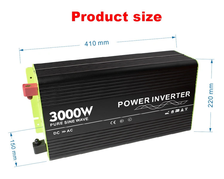 DC 12V 24V 48V to AC 110V 220V 230V 3000W Power Inverter Pure Sine Wave