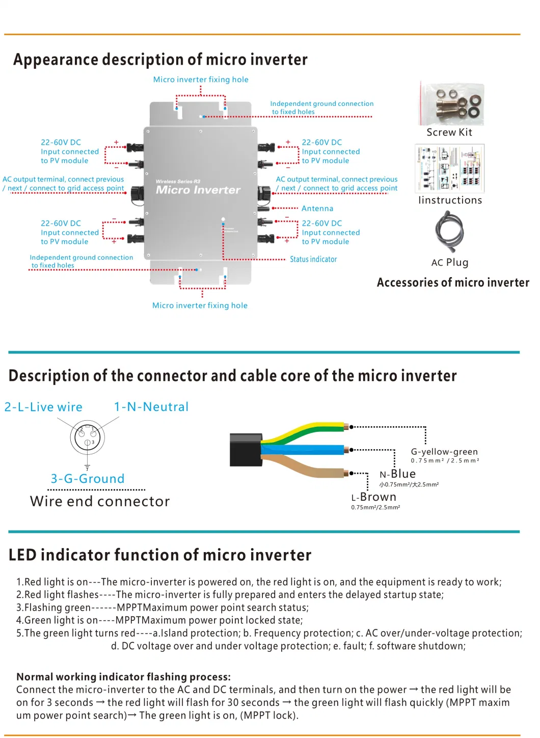 Wvc-1400 Grid-Connected Smart Micro Inverter Home Grid-Connected Inverter for Solar System