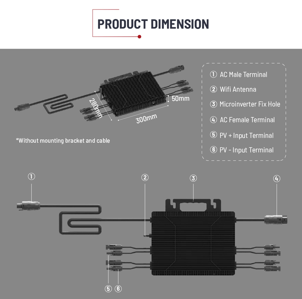 Smart PV Hub Balcony System Micro Inverter 800W 2000W Germany VDE Solar Power Microinverter