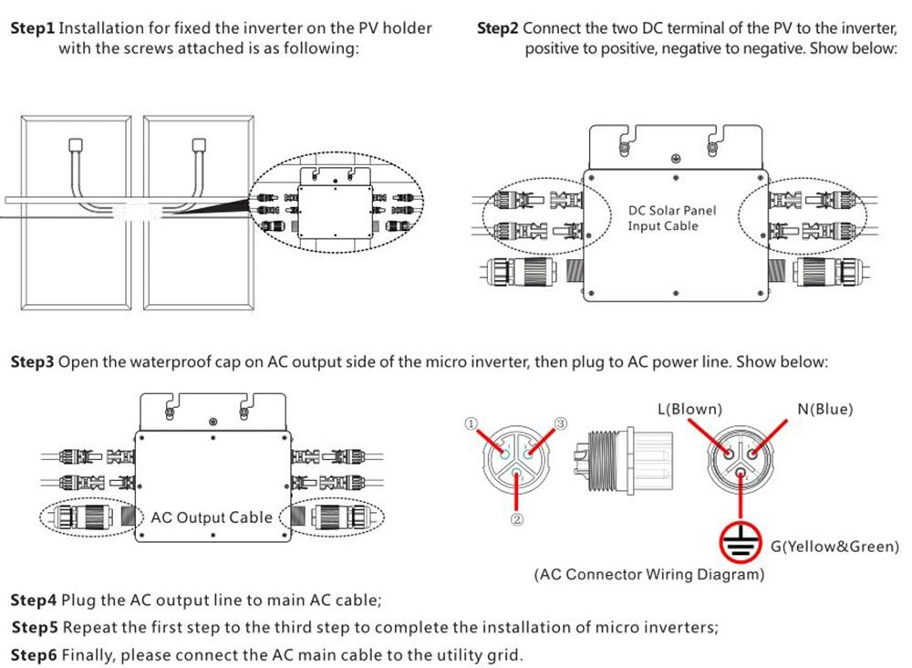 Gtb-800 MPPT Solar Grid Tie Micro Inverter Grid Connected Microinverter 800W AC 220V Output with Euro Plug WiFi APP Monitoring