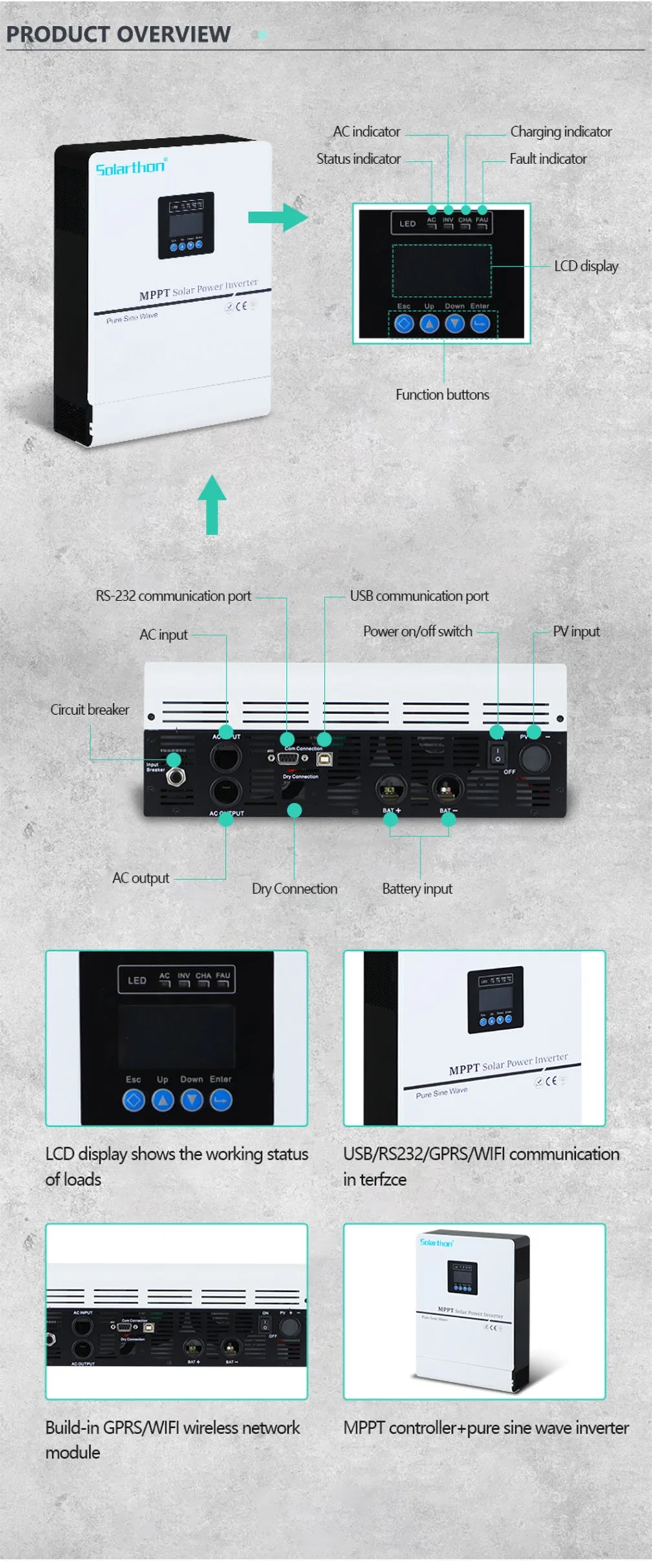 Hybrid Inverter Photovoltaic 1kw 2kw 3kw 5kw Integrated Machine Energy Storage Inverter