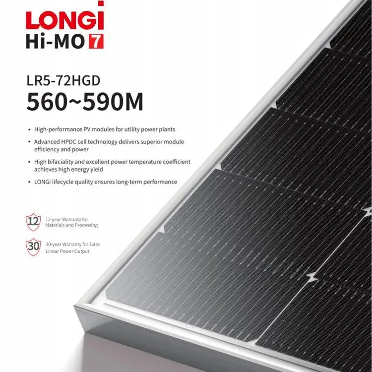 Good Price Longi Hi-Mo 7 Bifacial Photovoltaic Solar Power Panels 560W 570W 580W 590W Solar Panels for Homes