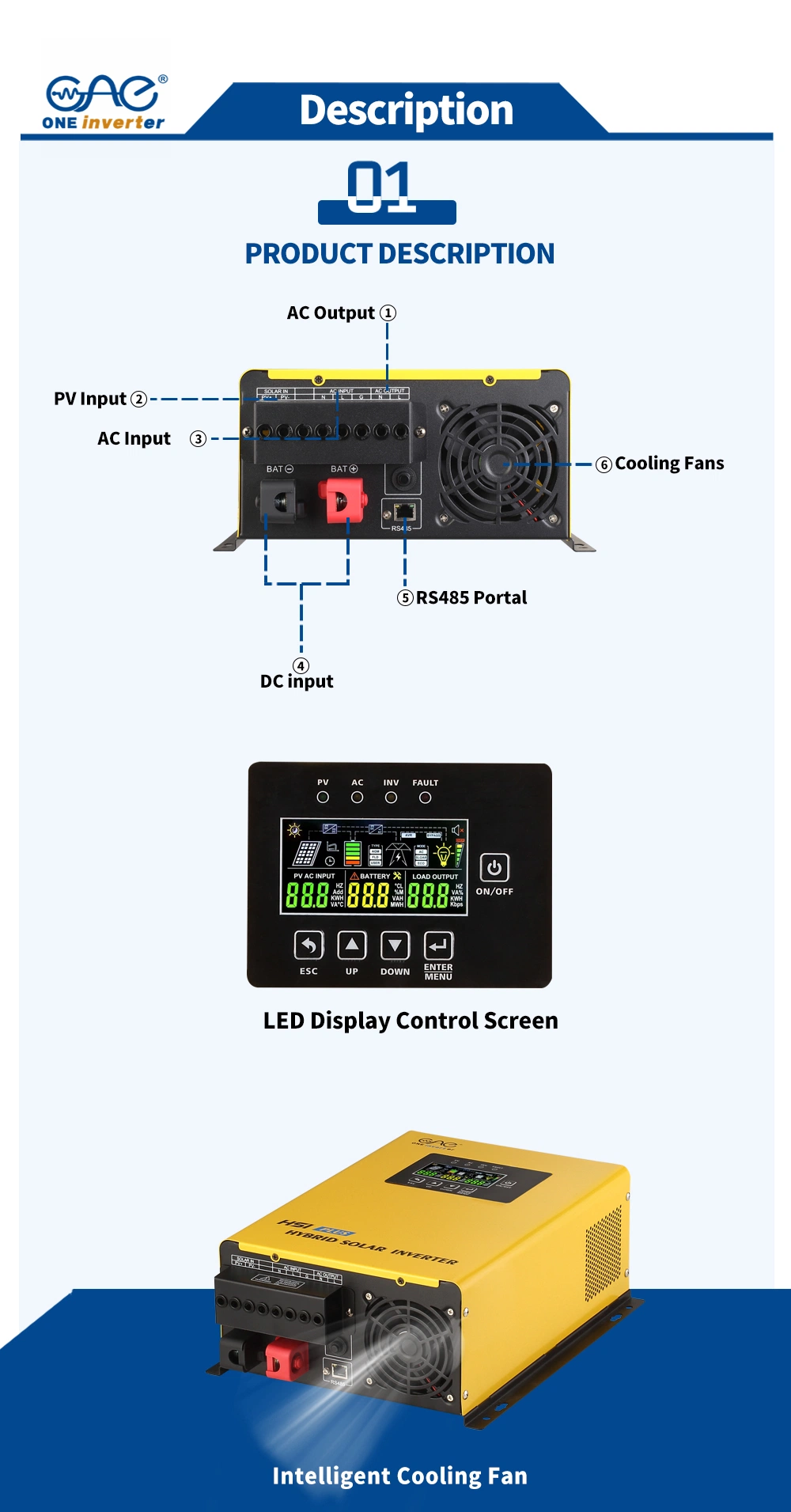 1200W Hybrid Inverter for Solar Energy System Pure Sine Wave