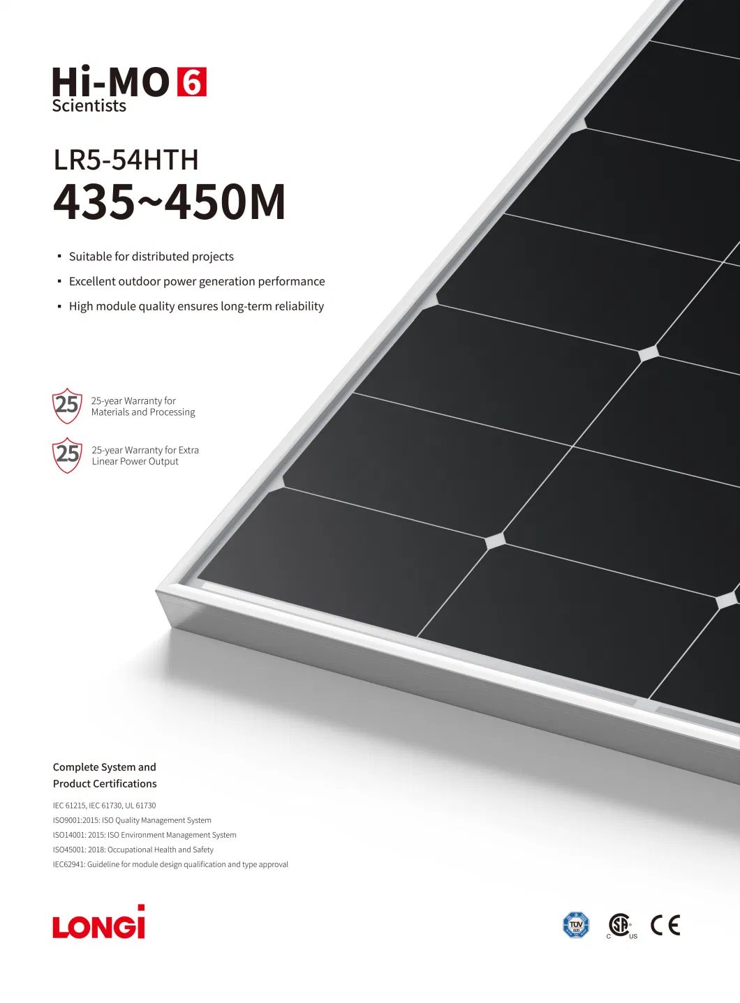 Longi/Mysolar/Aioties Hi-Mo6 Half Cut Glass a Lr5-54hth-440m 435W 440W 450 Watt Solar Panel Cost