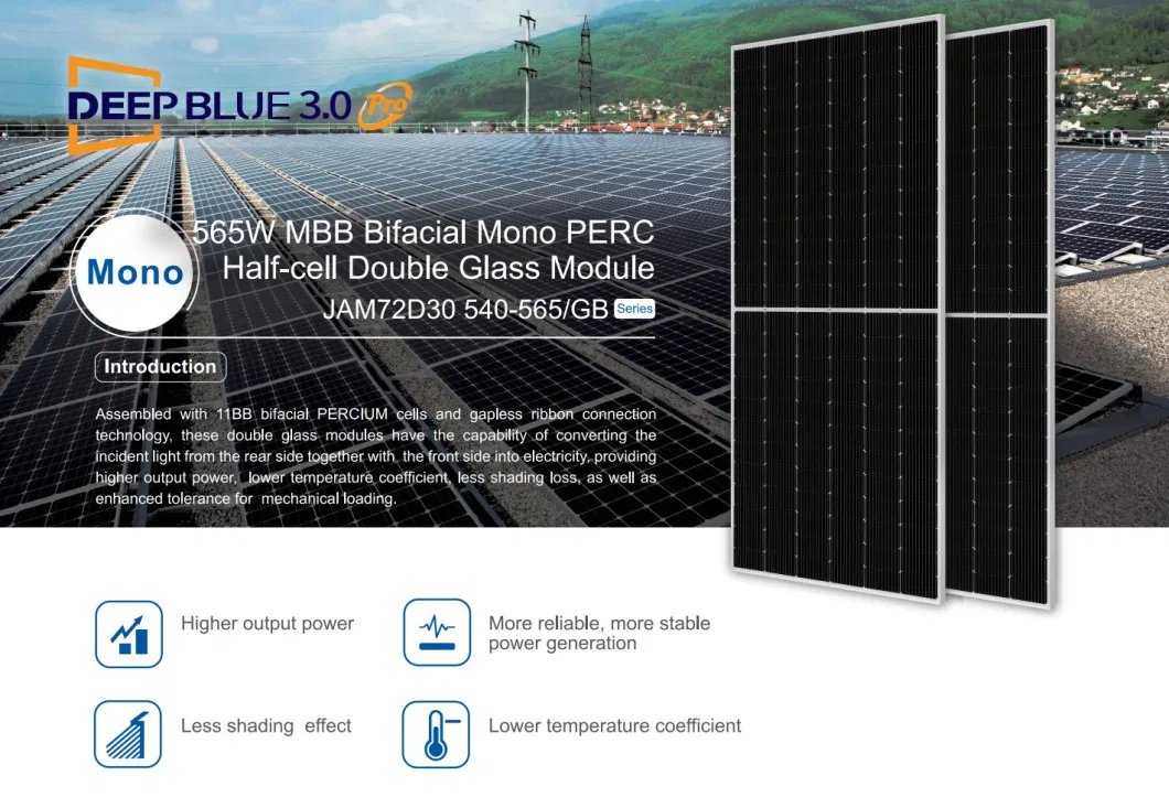 Ja Wholesale 550W Solar Panel 530-555W Solar Power Generation Top Brand Ja Brand 550W Solar Panel with Cheap Price