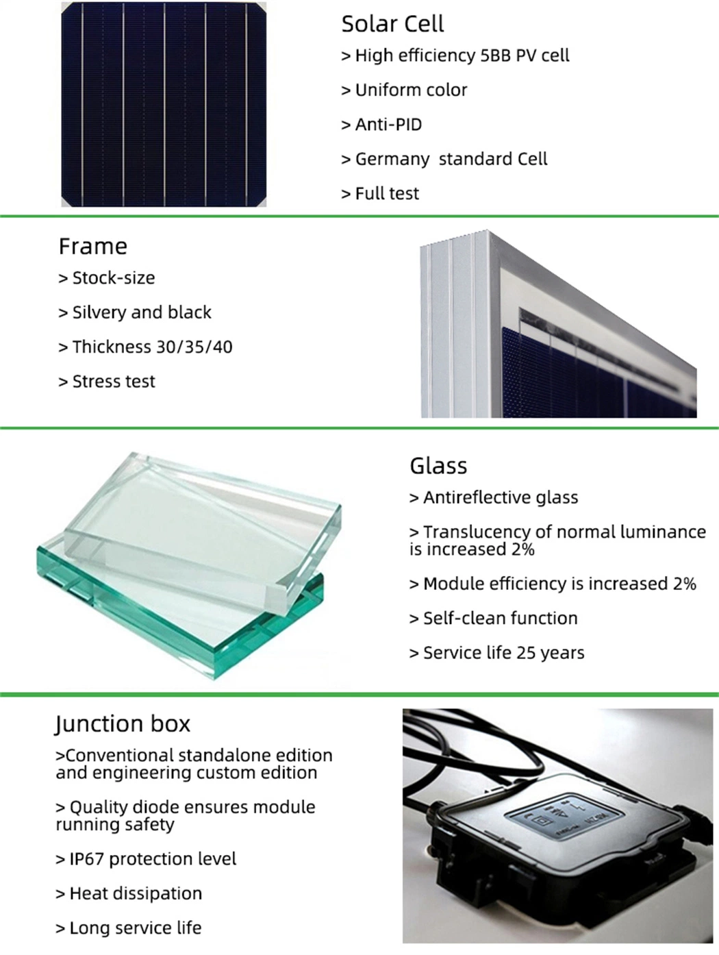 High Power 36V 48 Volt 260 Watt 270 Watt 280W 370W 385 Watt Pallet of Solar Panel Electricity