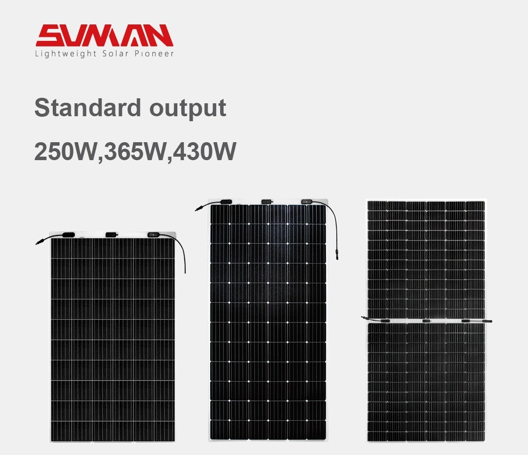 New Products Ultra-Thin 275W 300W 430W 520W 48V Sunman Flexible Solar Panel