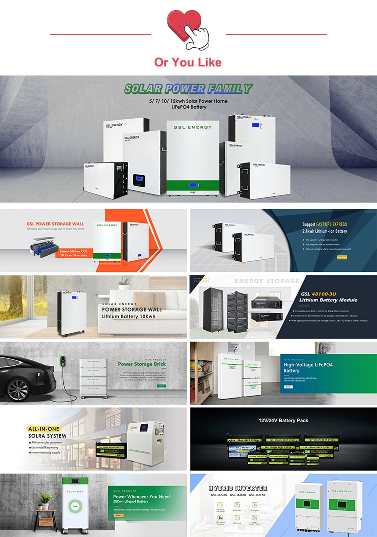 Gsl Energy Complete Solution 5kw 10kw 15kw 20kw Solar Energy System for Home with Hybrid Inverter Solar Panels Battery Cell