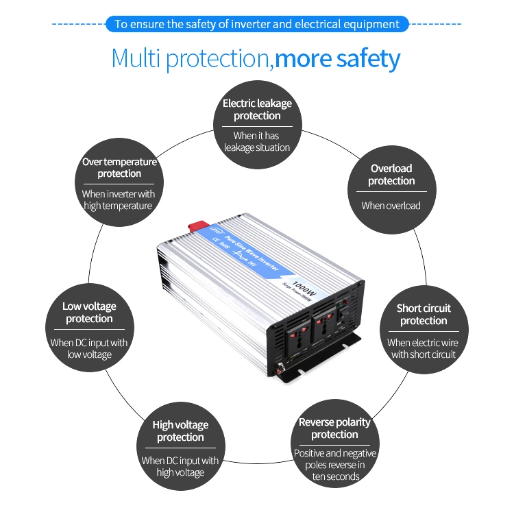 off Grid High Frequency DC to AC Converter 1000W Solar Power