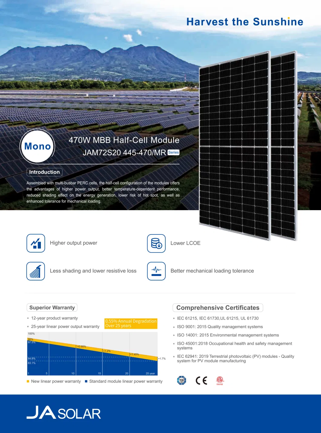 Ja/Mysolar/Aioties Solar 445W 450W 455W 460W 465W 470W Solar Panel Cost for Power System