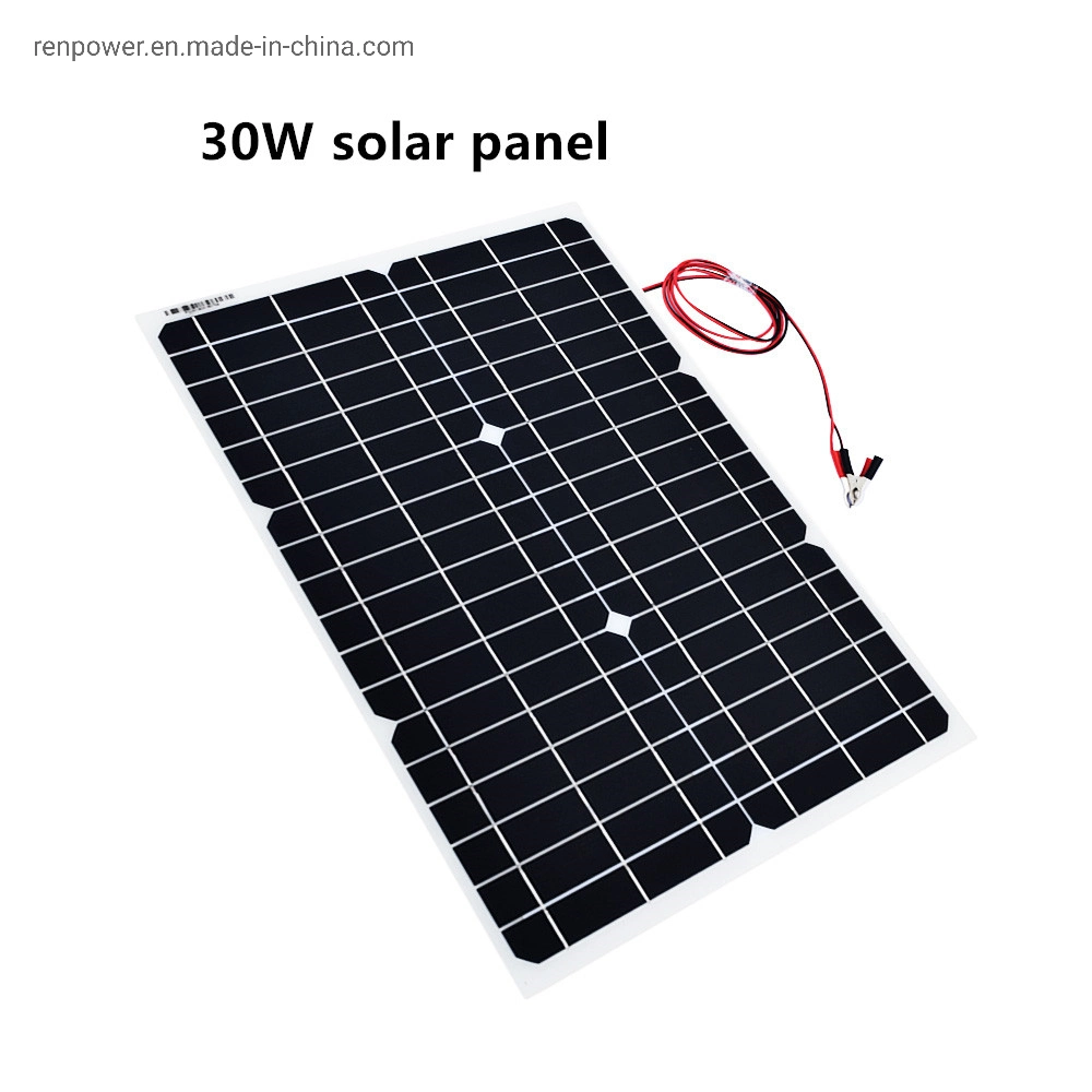 30W 20W High Efficiency Solar Sunpower Solar Cells Solar Energy Systemmodule Flexible Solar Panel for Car LED Light Boat Outdoor Charger