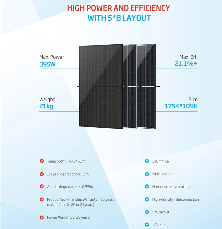 Half Cell 310 350 390 395 400W Trina Wholesale Poly PV Fold Flexible Black Monocrystalline Polycrystalline Photovoltaic Module Mono Solar Energy Power Panel