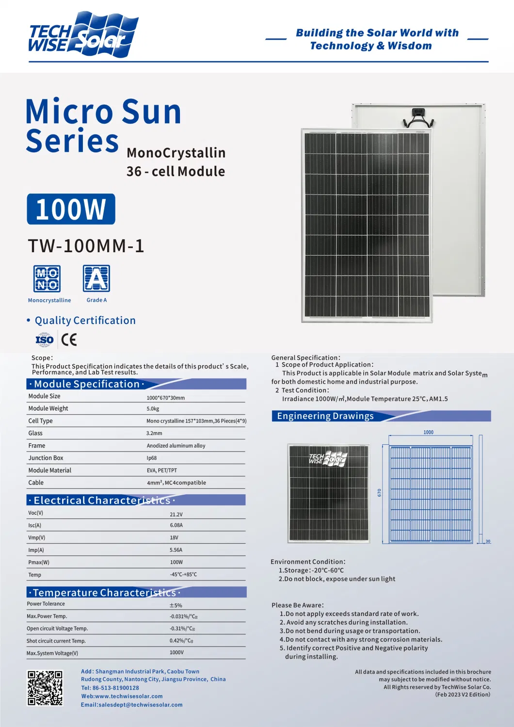 High Quality Mono 100W 110W All Black Solar Energy Panel for Home Solar System