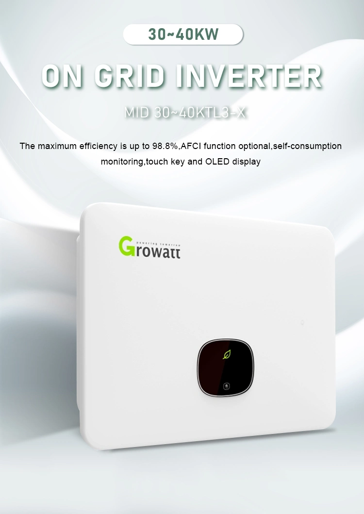 Growatt/Sunshine/Deye/Huawei on Grid Tie 30kw 40kw 50kw 3 Phase Solar Panel Inverter Converters