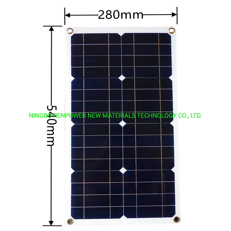 50W High-Efficiency Semi-Flexible Solar Panel for Yacht, RV