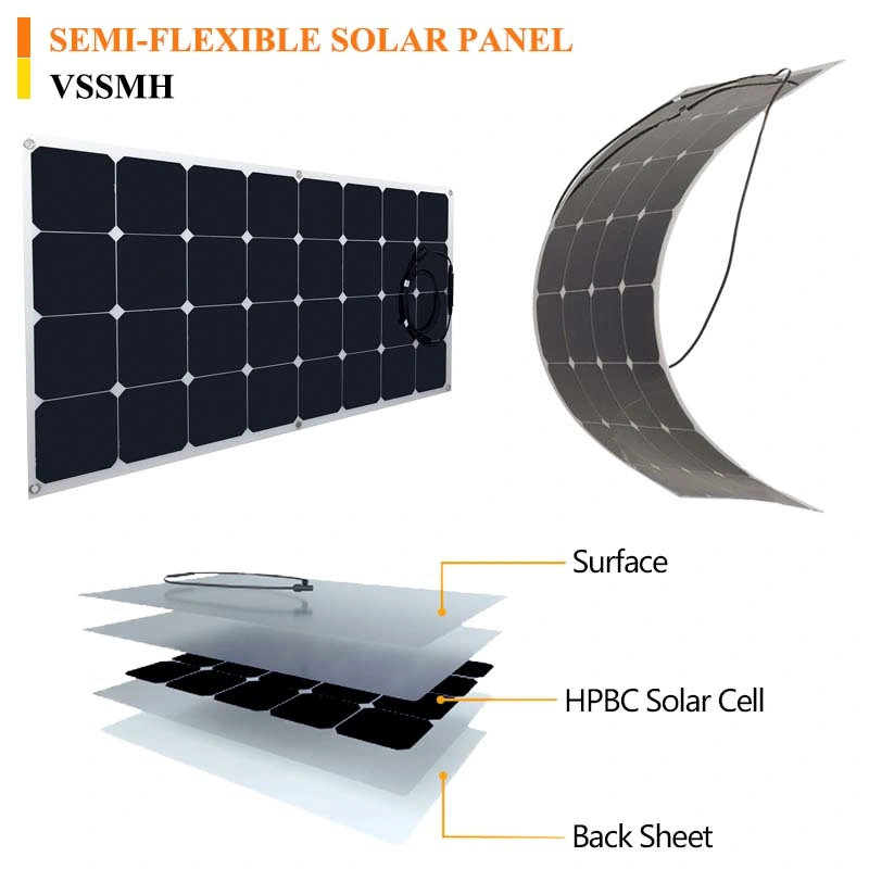 400W OEM/ODM Semi-Flexible Solar Panel Hybrid Passivated Back Contact High Efficiency Charging