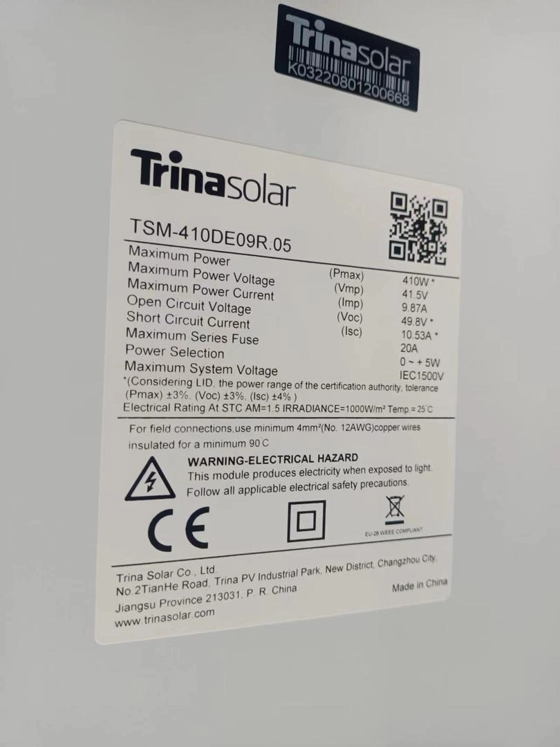 Half Cell Trina Full Black Solar Panel 405W 415W 410W Europe Home Installation 425W 420W PV Panel