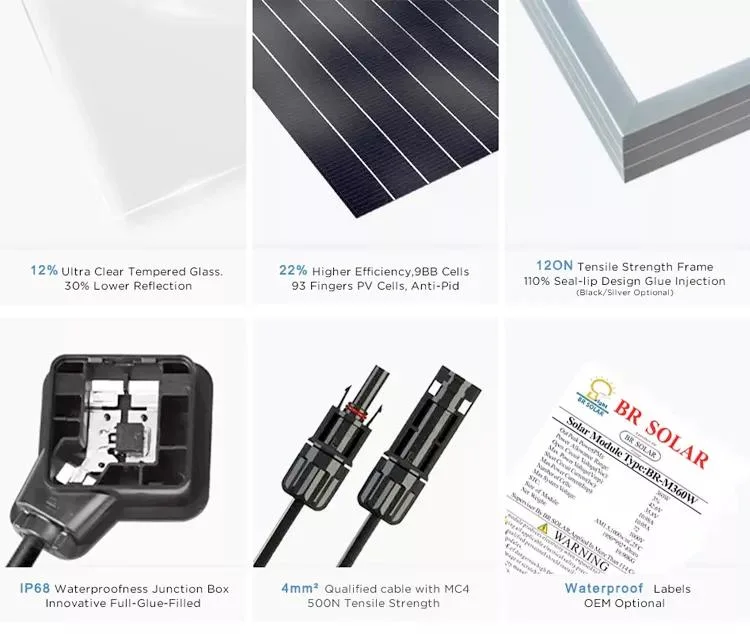 30years Thin Film Half Cell PV Module 400W Mono Panel Solar 48V Solar Panel 400W