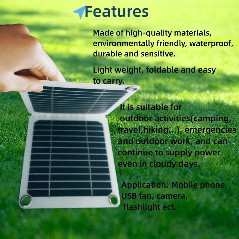 Ultra Lightweight 6W 10W 15W 12V 18V 24vsolar Cell Module Portable ETFE Pet Flexible Solar Panel with USB DC Output for Phone Chargering