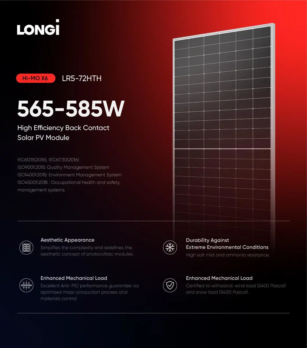 Longi Hi-Mo 6 Solar Panel 570W 575W 580 Watt 590W Mono PV Panels with Cheap Price