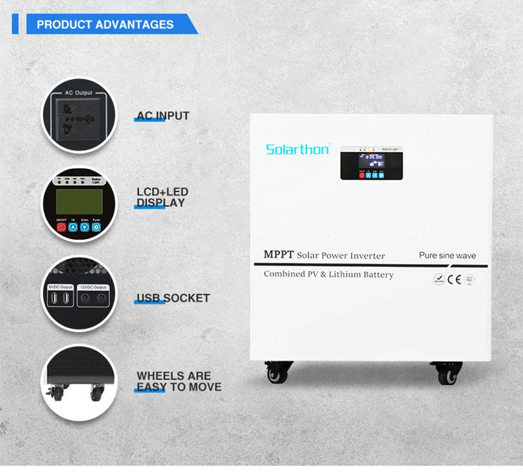 Complete Set All in One Hybrid Solar Power Inverter 5kw on off Grid Solar Panel System Photovoltaic Wall Mounted 3500W Solar Energy Home System