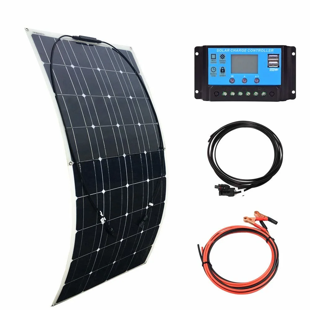 Mono High Efficiency 100W Semi-Flexible Solar Panel Portable Waterproof for RV Rooftop