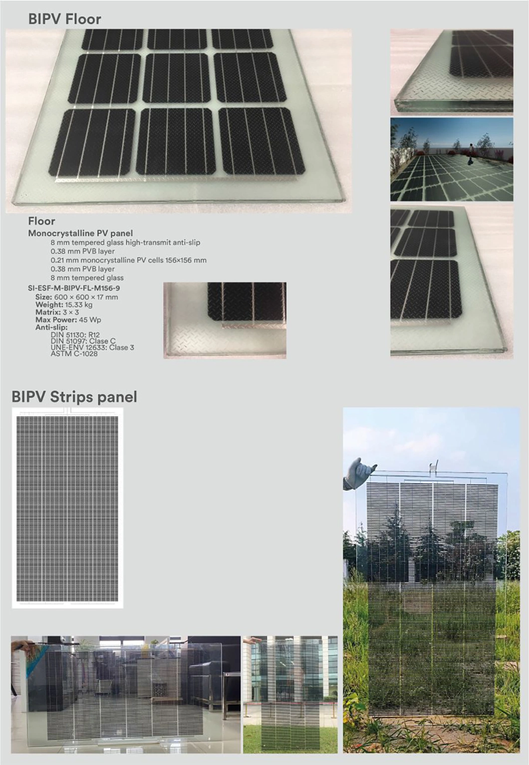 260W 270W 300W High Efficiency BIPV Transparent Solar Panels