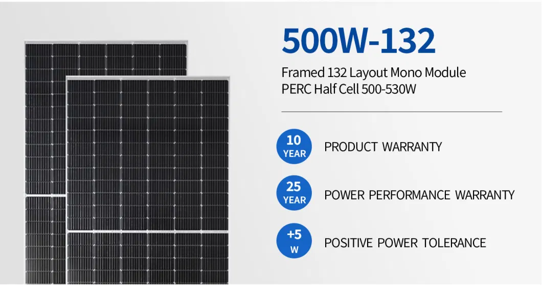 Half Cell 132 Monocrystalline 500W 530W Solar Panel for Installation Home Roof