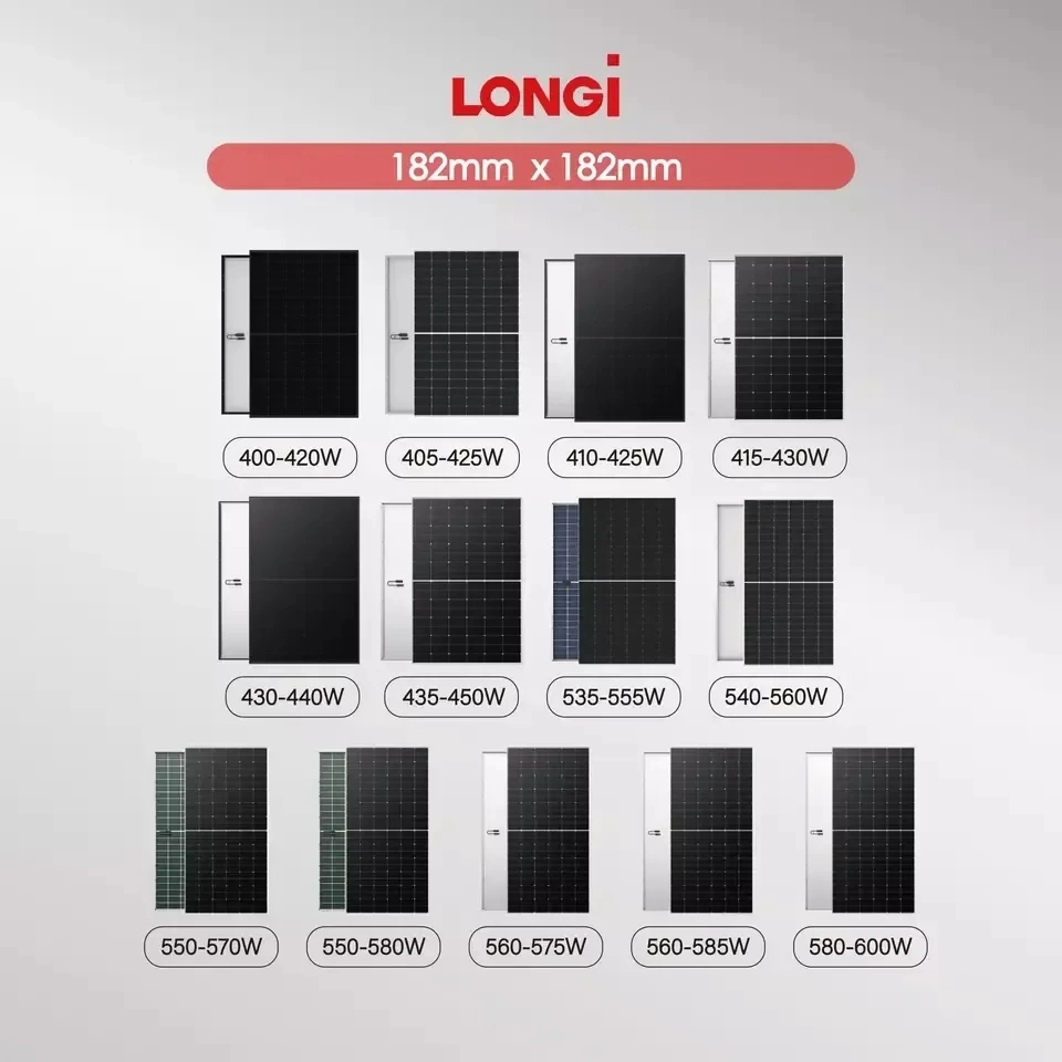 Good Price Longi Hi-Mo 7 Bifacial Photovoltaic Solar Power Panels 560W 570W 580W 590W Solar Panels for Homes