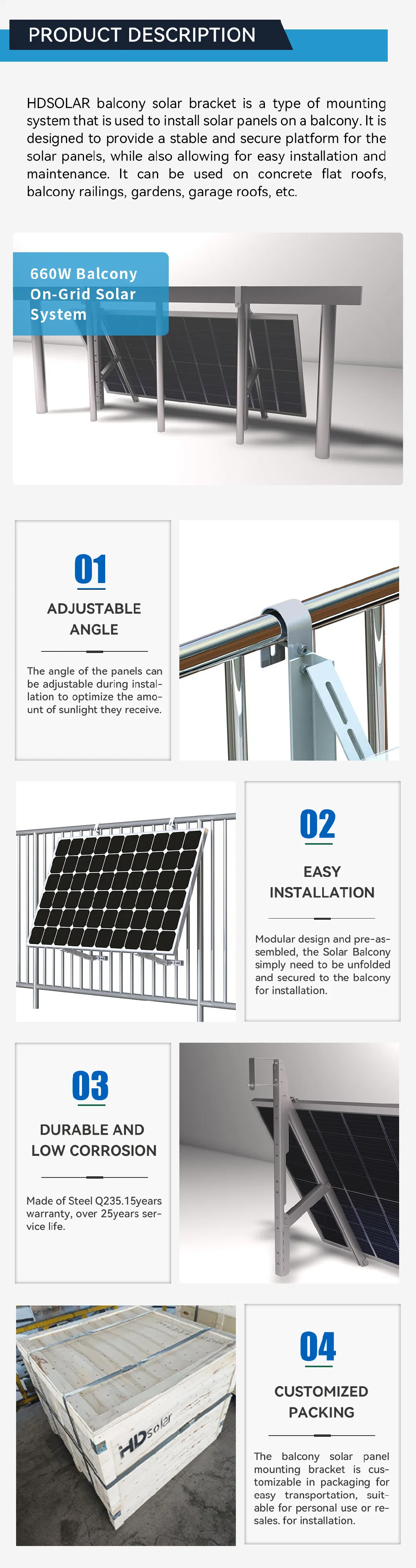 Cost-Effective Solar Power Generation Device Balcony Roof Solar Panel