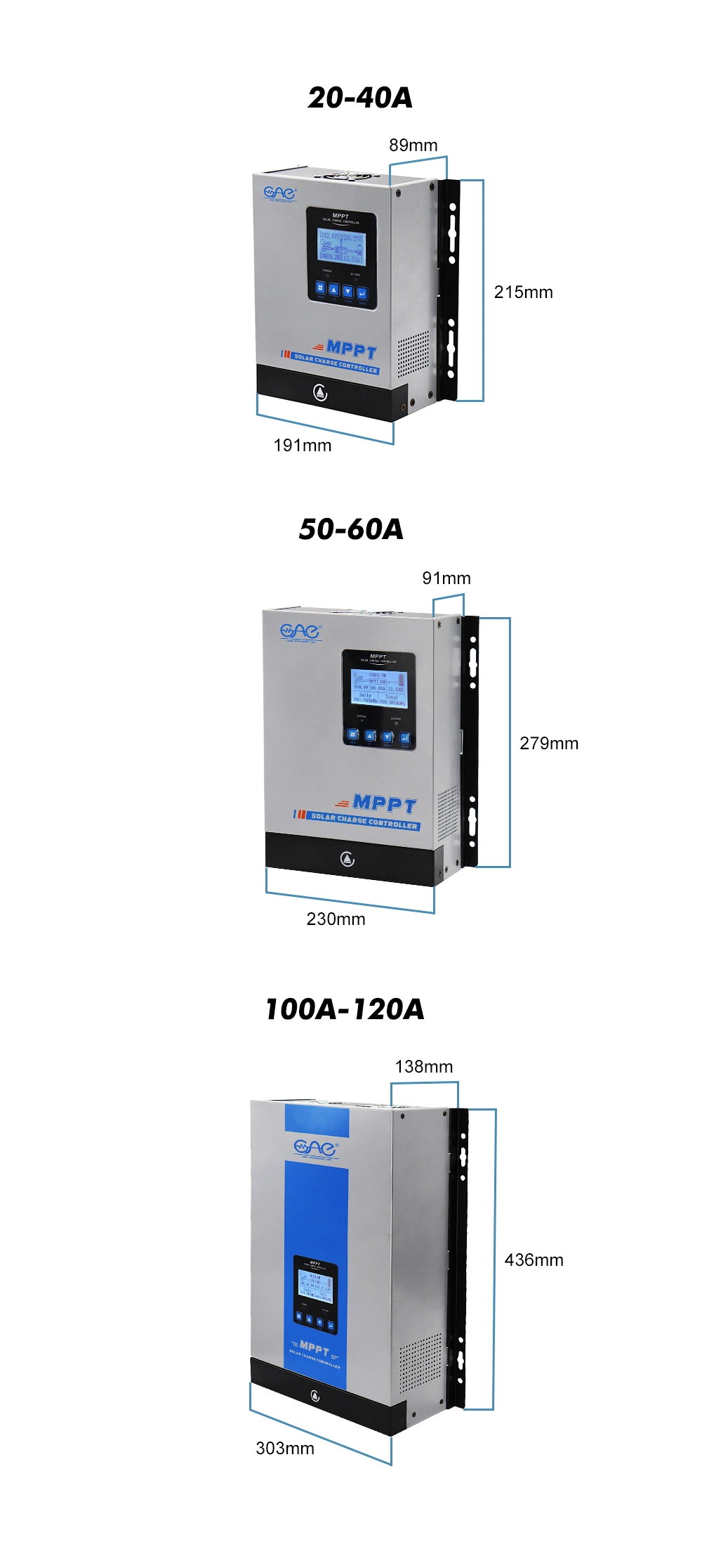 MPPT Solar Charge Controller 48V 96V 120A for Home Solar Panel System