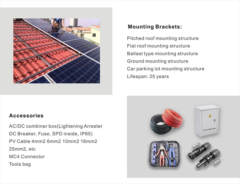 Best Seller in Europe 5kw 6kw 8kw 10kw 12kw 15kw 20kw 30kw 50kw 100kw 200kw Energy Storage PV Photovoltaic Cells Module Solar Panel System Home Inverter Power