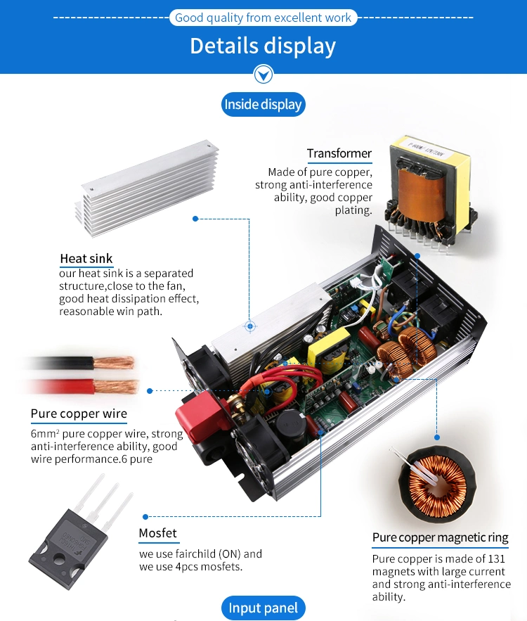 off Grid High Frequency DC to AC Converter 1000W Solar Power