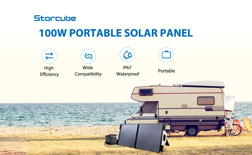 IP67 Waterproof 100W Portable Foldable Solar Panel for Camping Power Station