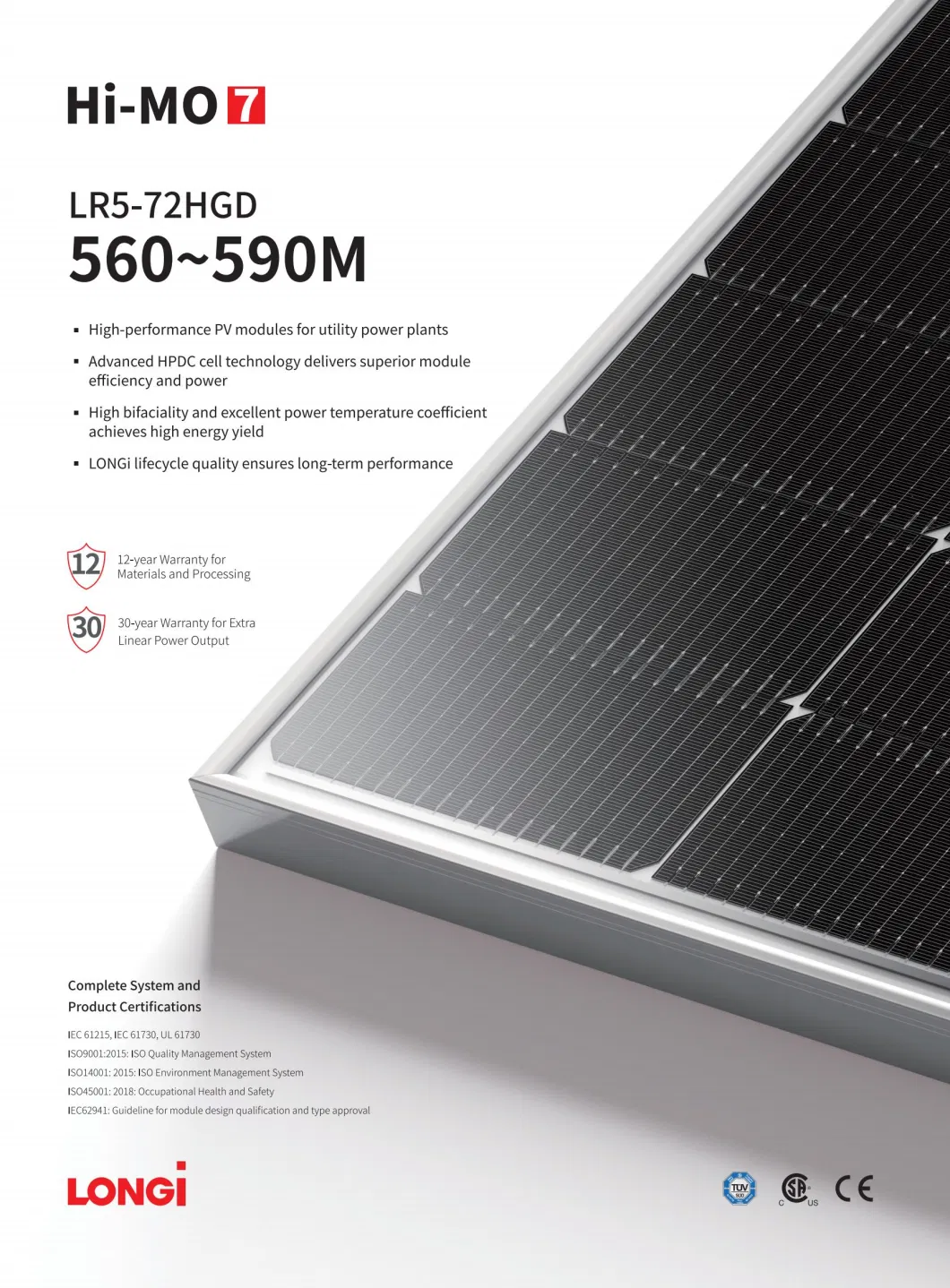 Half Cell 580 590 600 620W Longi Hi-Mo 7 Poly PV Fold Flexible Black Monocrystalline Polycrystalline Photovoltaic Module Mono Solar Sun Energy Power Panel